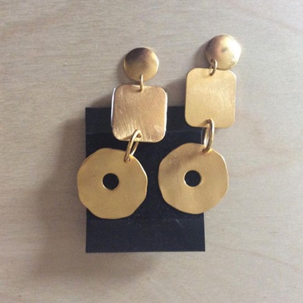 Modernist Roz Balkin gold tone earrings